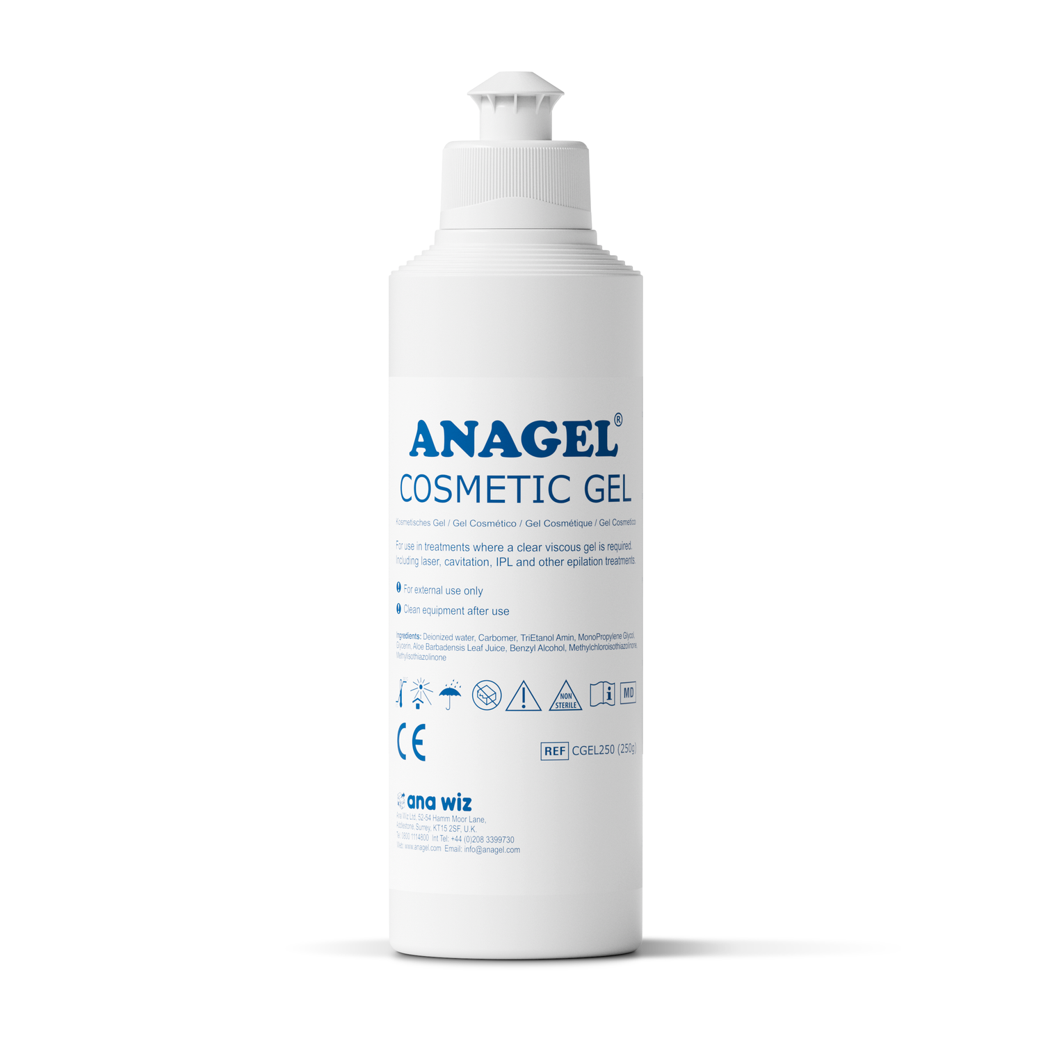 IPL / Laser Transmission Gel - All Sizes Cosmetic Gel ANAGEL 250ml
