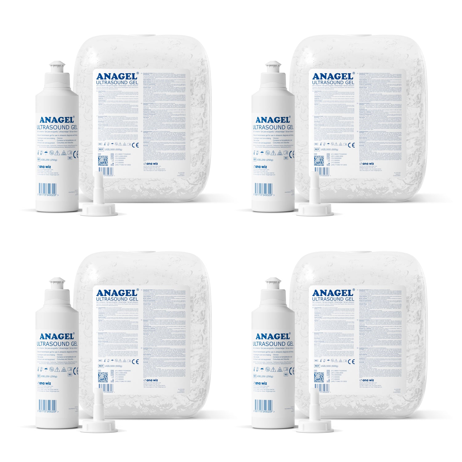 Ultrasound Transmission Gel - All Sizes Ultrasound Gel ANAGEL 5L x 4