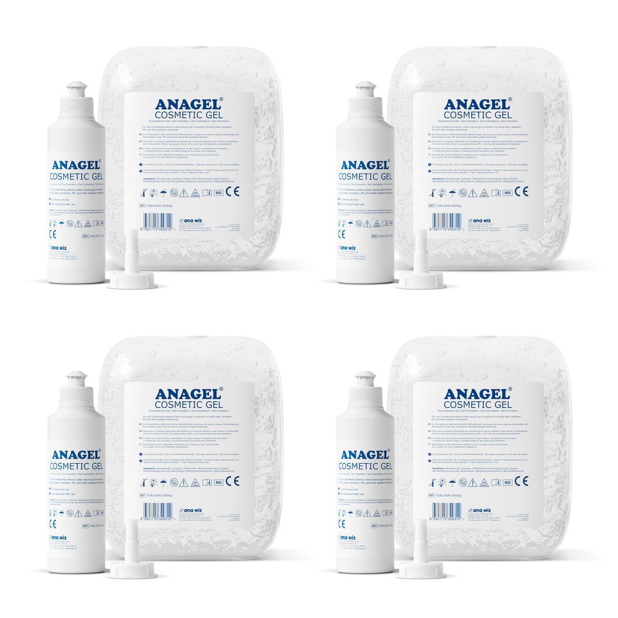 IPL / Laser Transmission Gel - All Sizes Cosmetic Gel ANAGEL 5L x 4