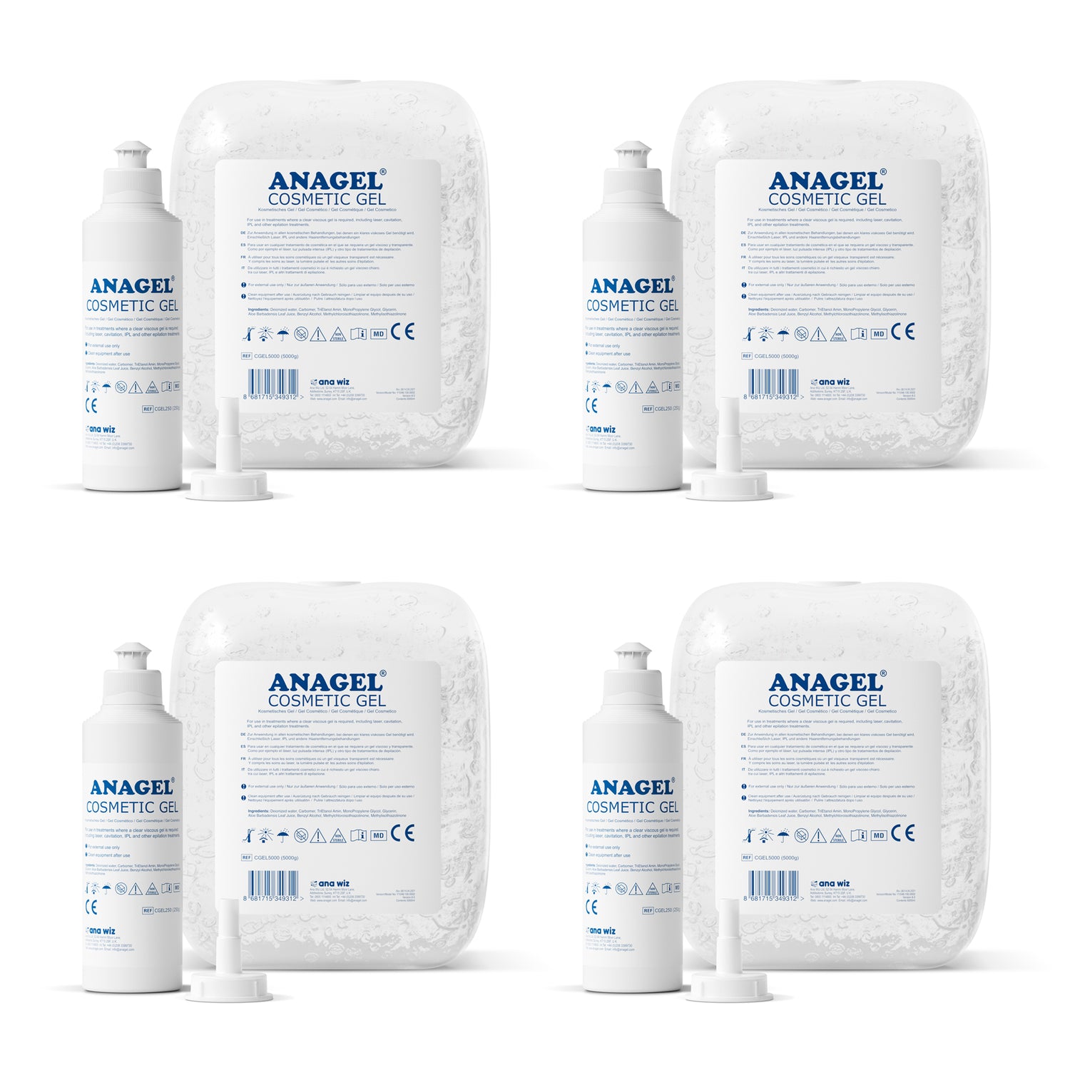 IPL / Laser Transmission Gel - All Sizes Cosmetic Gel ANAGEL 5L x 4