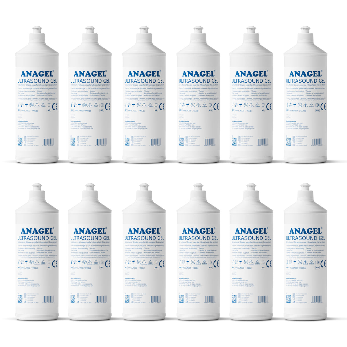 Ultrasound Transmission Gel - All Sizes Ultrasound Gel ANAGEL 1L x 12