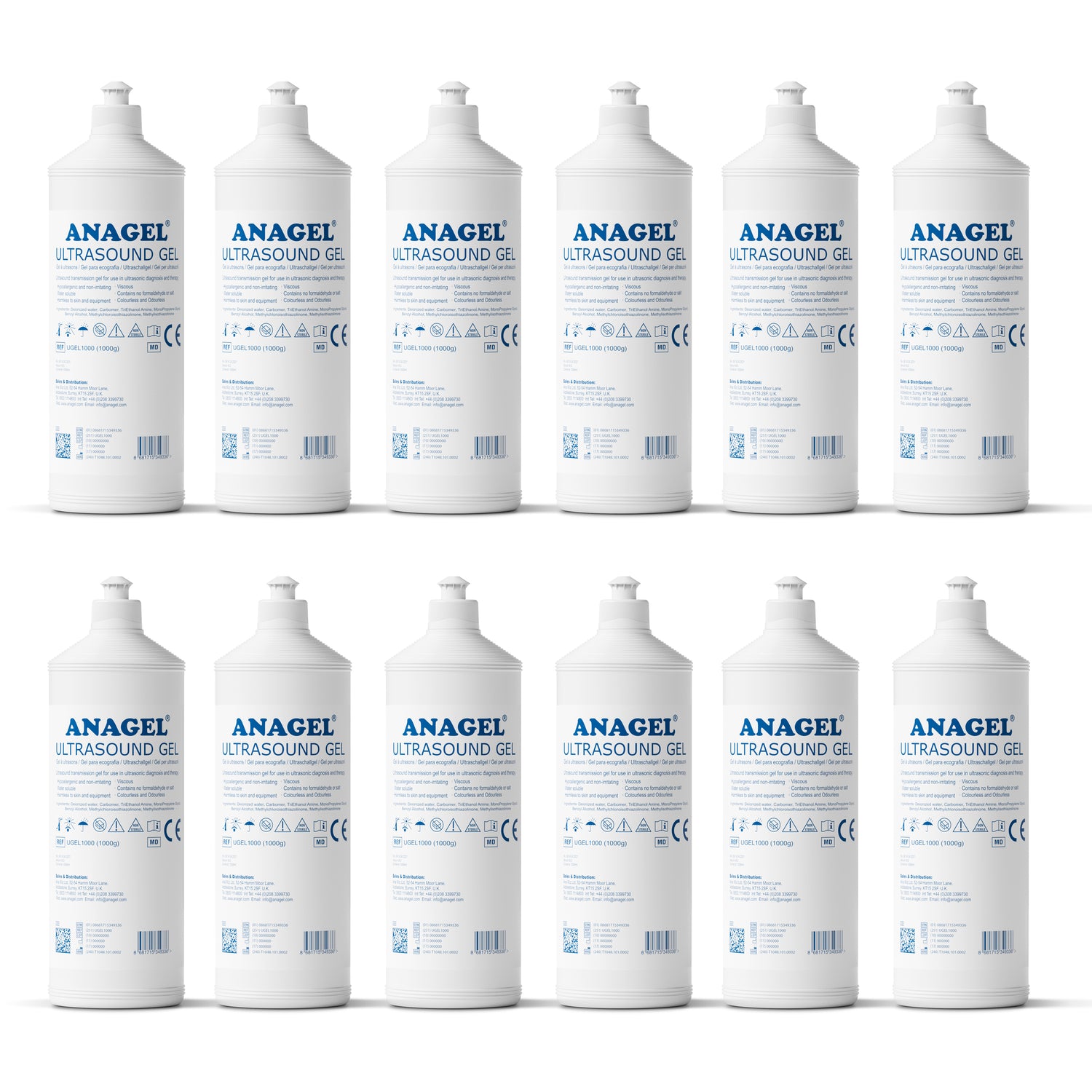 Ultrasound Transmission Gel - All Sizes Ultrasound Gel ANAGEL 1L x 12