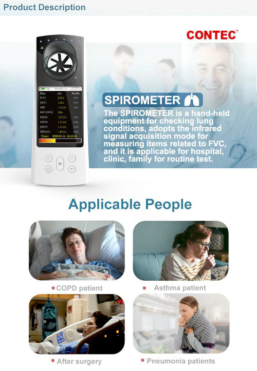 Digital Spirometer Lung Function Breathing Pulmonary Diagnostic - SP80B Spirometers CONTEC