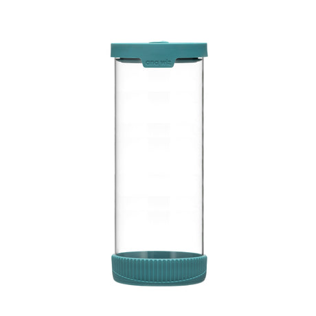 Premium Stain Resistant Borosilicate Glass Storage Jars, With Airtight Vent & Silicone Base  Ana Wiz 1500ml Teal