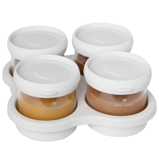 Premium Glass Food Airtight Containers with Silicone Lids for Weaning, Pack of 4, 120ml Baby Feeding Ana Baby