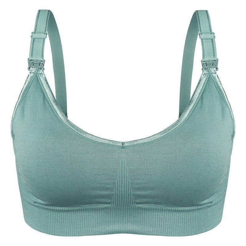 Soft & Comfortable Wireless Nursing Bra with Easy Open Clips Breast Feeding Accessories Ana Wiz Small Green