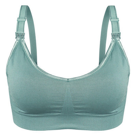 Soft & Comfortable Wireless Nursing Bra with Easy Open Clips Breast Feeding Accessories Ana Wiz Small Green