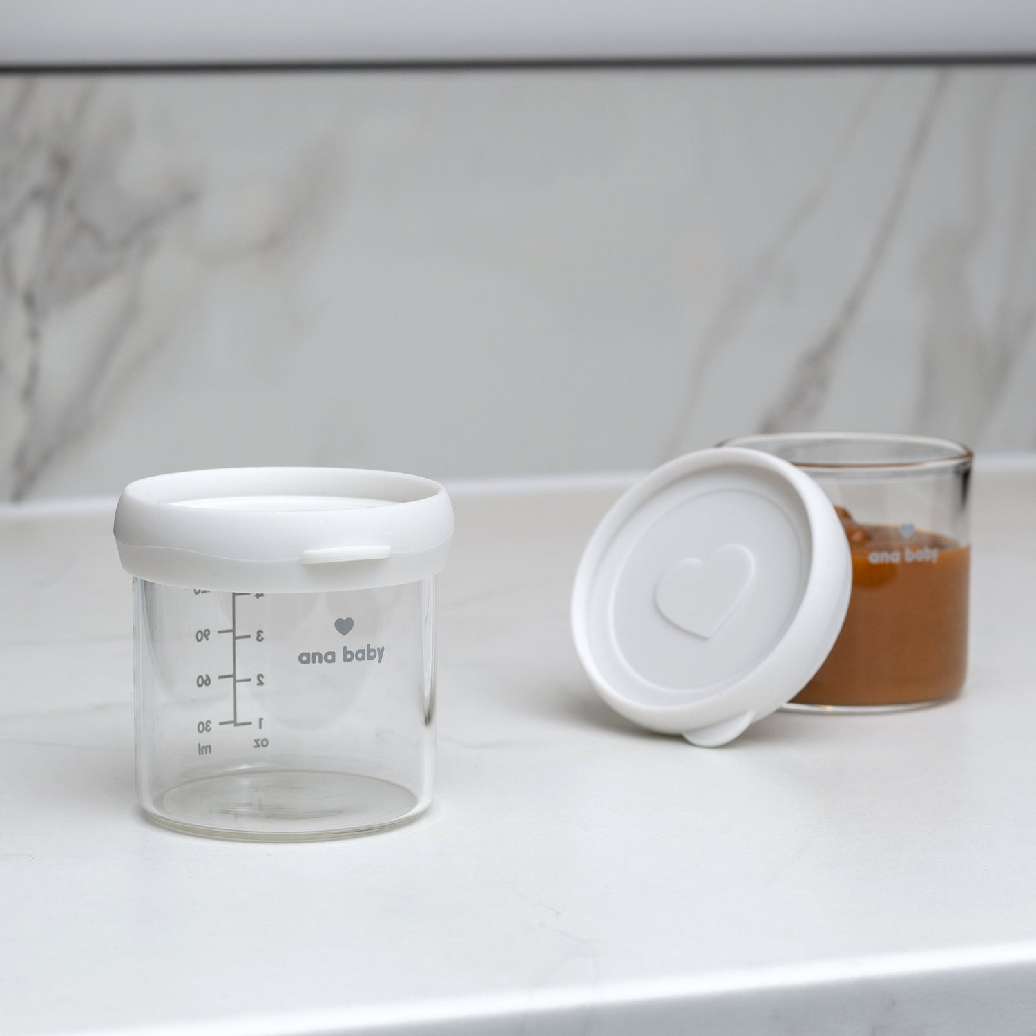 Premium Glass Food Airtight Containers with Silicone Lids for Weaning, Pack of 4, 120ml Baby Feeding Ana Baby