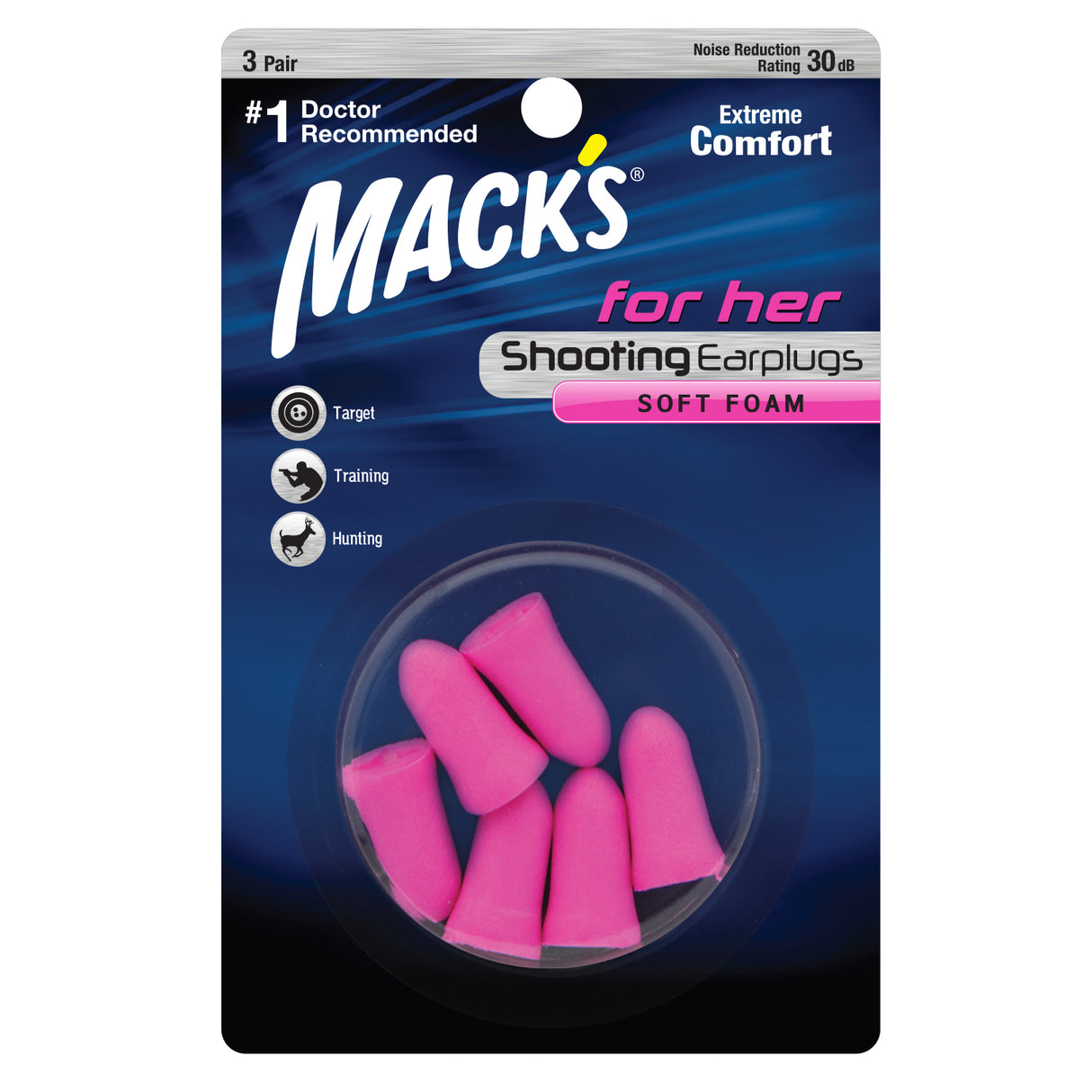 Shooters For Her Foam (3-Pair) Blister Pack Earplugs Earplugs Mack's