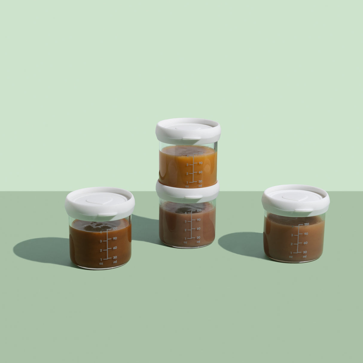 Premium Glass Food Airtight Containers with Silicone Lids for Weaning, Pack of 4, 120ml Baby Feeding Ana Baby