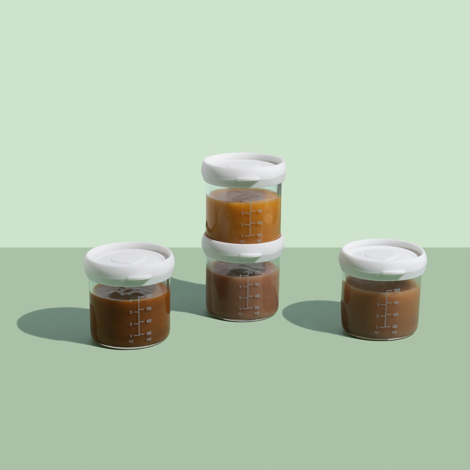 Premium Glass Food Airtight Containers with Silicone Lids for Weaning, Pack of 4, 120ml Baby Feeding Ana Baby