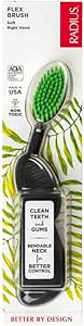 Flex-Neck Technology Toothbrush with Soft Bristles - Right Hand Toothbrush RADIUS Black with Green Bristles