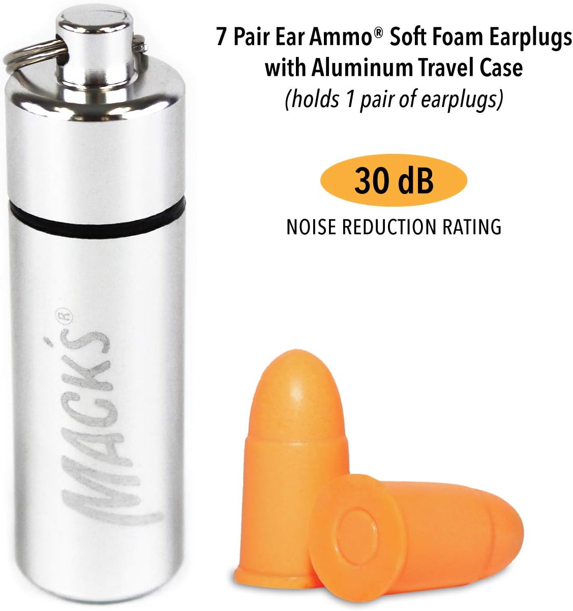 Shooters Ammo Ear Plugs (Pack of 7) - Orange Earplugs Mack's