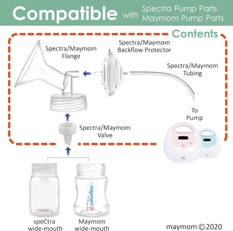Pump Parts Compatible with Spectra, Flange Valve Tubing Backflow Protector Pump Kits & Sets Maymom