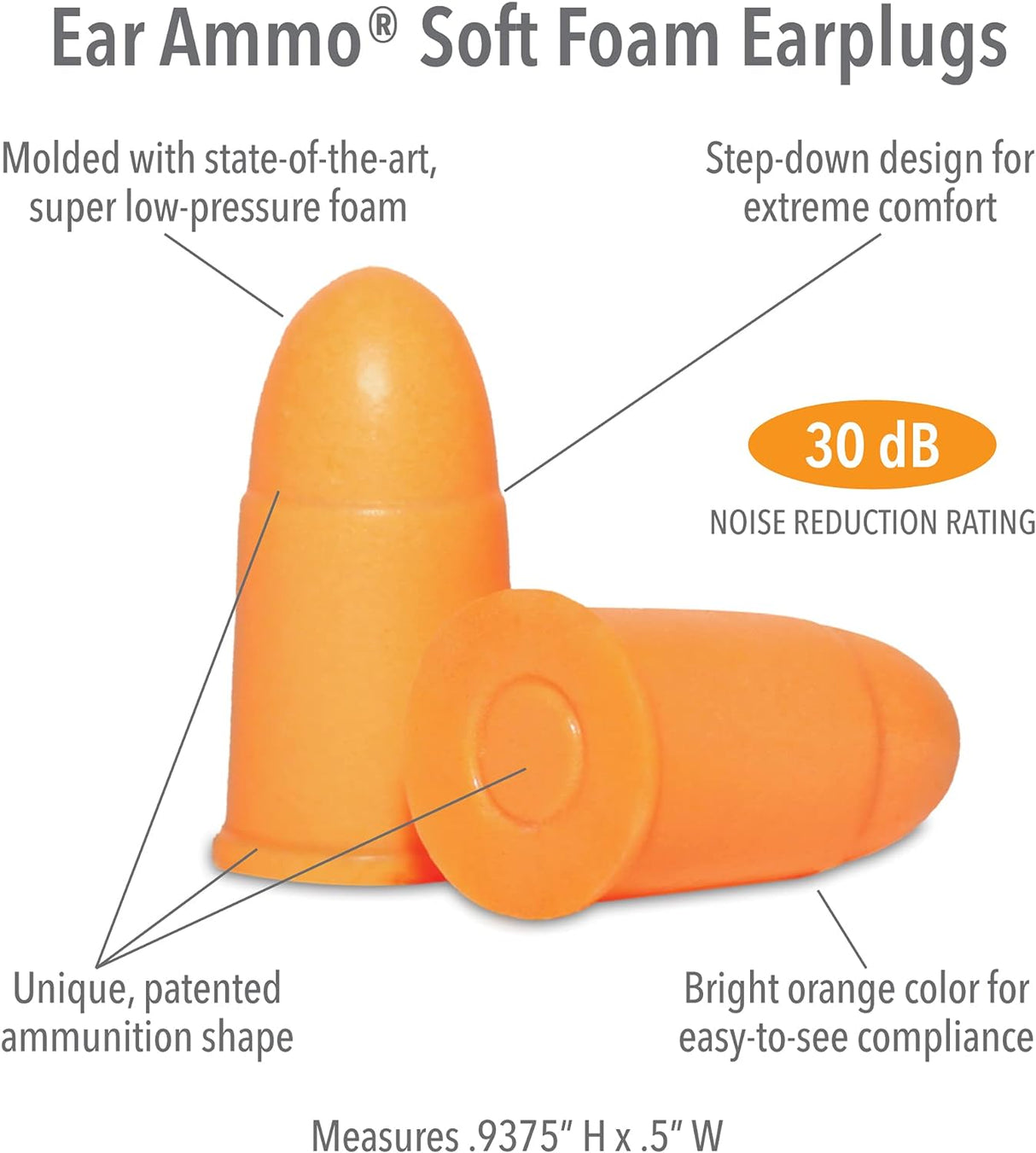 Ear Ammo Soft Foam Earplugs (7 Pairs) + Aluminium Carry Case Earplugs Mack's