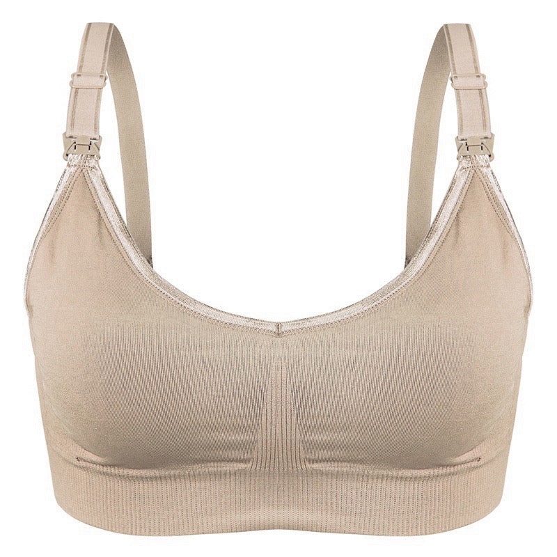 Soft & Comfortable Wireless Nursing Bra with Easy Open Clips Breast Feeding Accessories Ana Wiz Small Beige