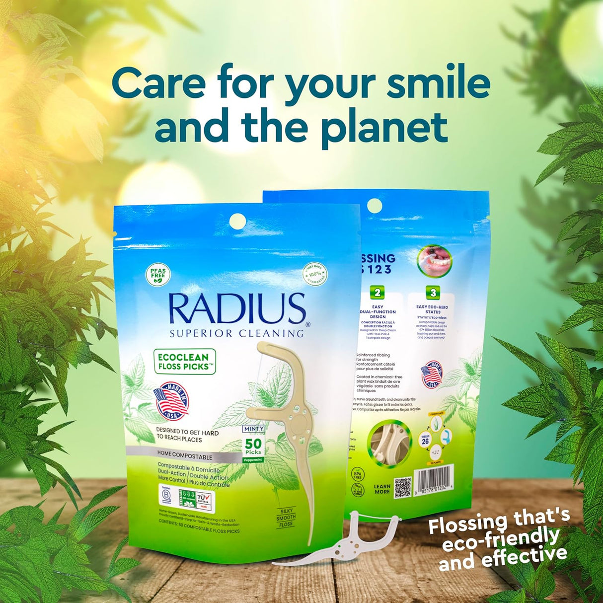 EcoClean Floss Pick Dental Floss RADIUS