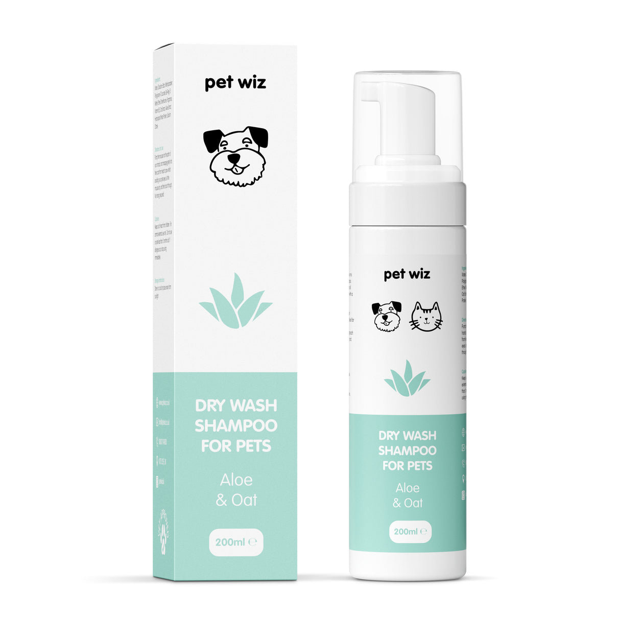 Dry Wash Shampoo for Pets – Soothing & Deodorising. Pet Wiz Aloe & Oat
