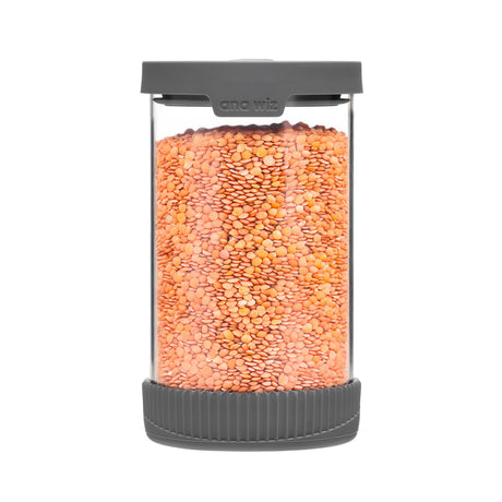 Premium Stain Resistant Borosilicate Glass Storage Jars, With Airtight Vent & Silicone Base  Ana Wiz 1000ml Charcoal