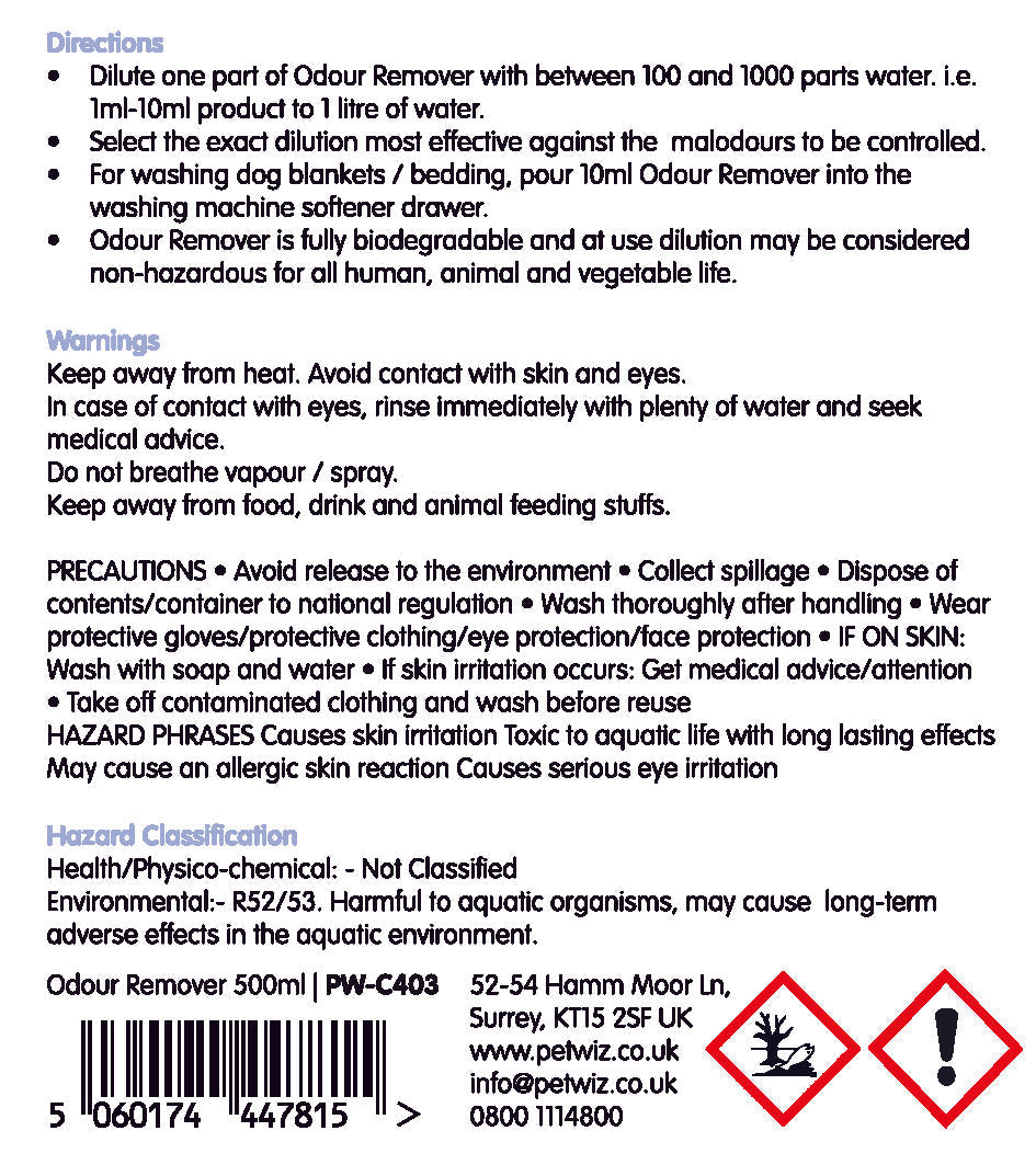 Odour Remover - 500ml Cleaning Pet Wiz