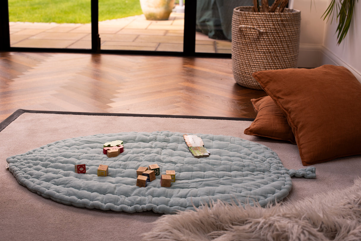 Hand Sewn Leaf Baby Play Mat, 100% Organic Cotton Lining Ana Baby