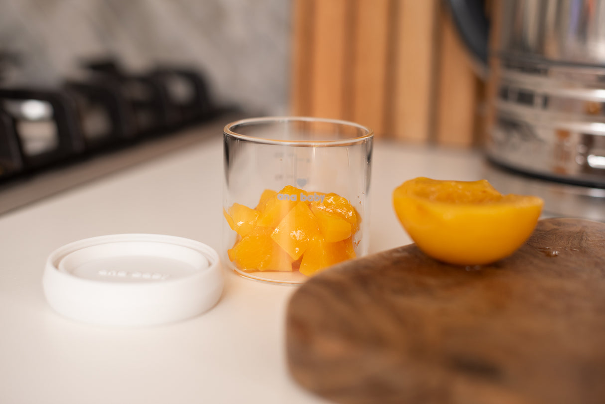 Premium Glass Food Airtight Containers with Silicone Lids for Weaning, Pack of 4, 120ml Baby Feeding Ana Baby