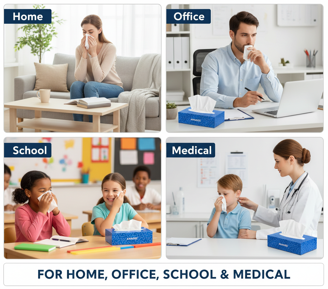 Soft White Facial Tissues, Box of 100 Tissues Ana Wiz