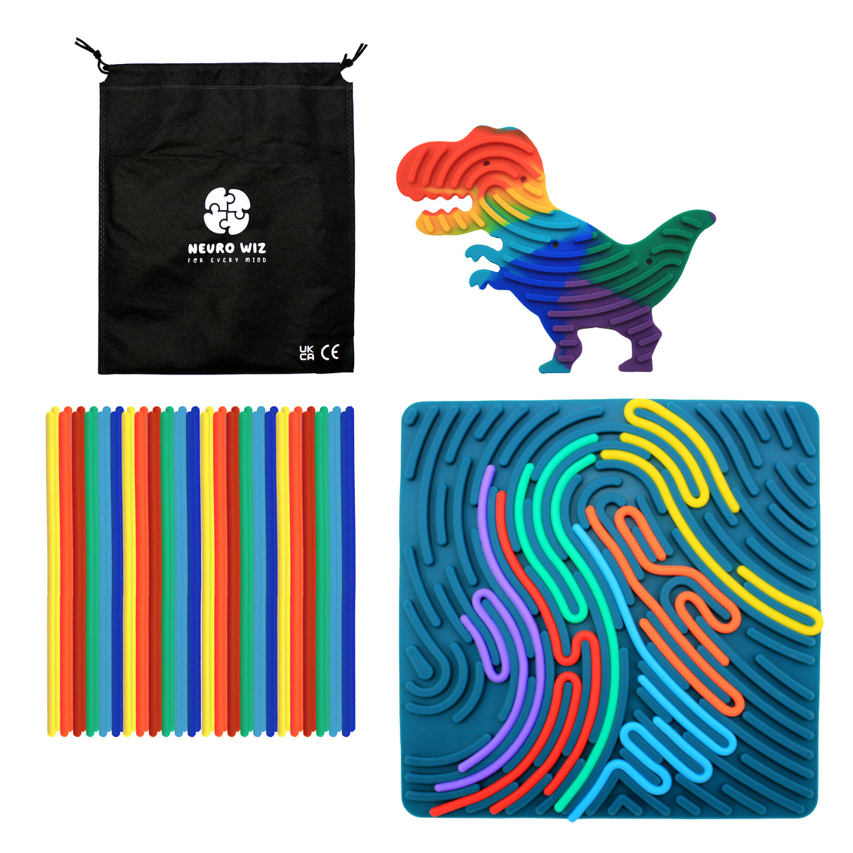 Sensory Silicone Activity Board Neuro Wiz Square + T-Rex