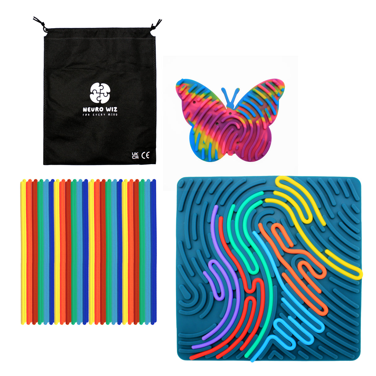 Sensory Silicone Activity Board Neuro Wiz Square + Butterfly