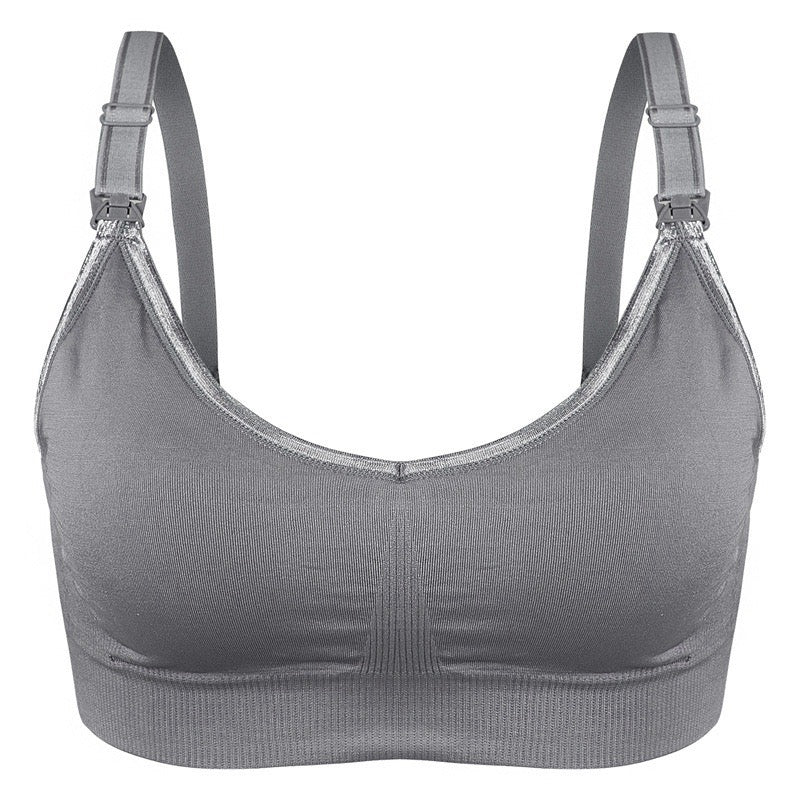 Soft & Comfortable Wireless Nursing Bra with Easy Open Clips Breast Feeding Accessories Ana Wiz Small Grey