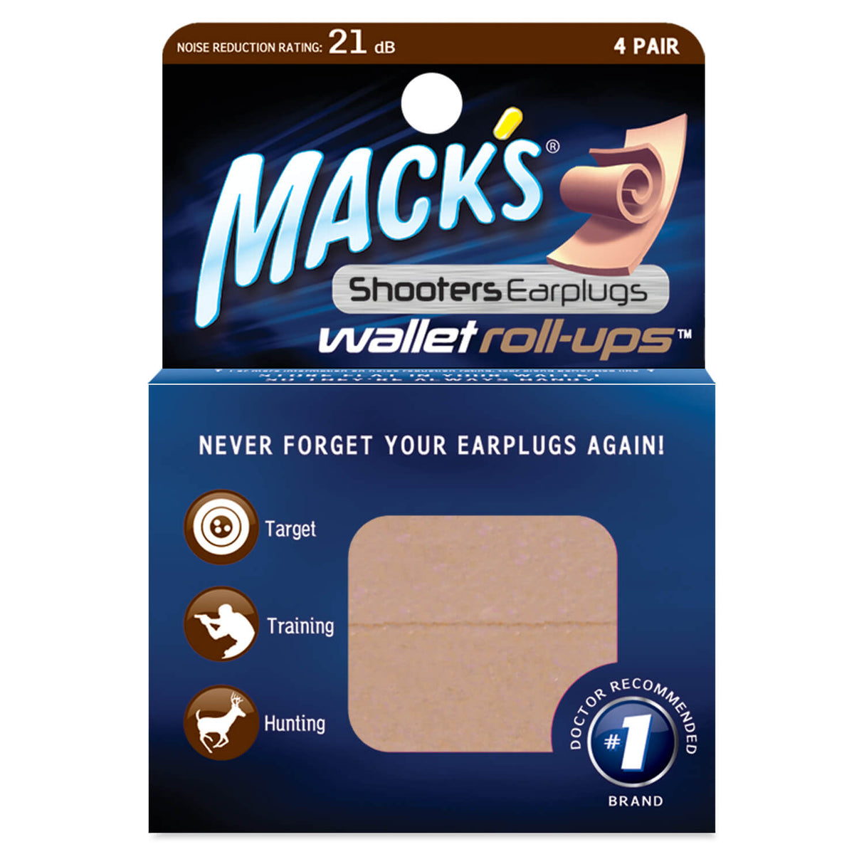 Roll-ups Wallet Earplugs - 4-pair Box Earplugs Mack's