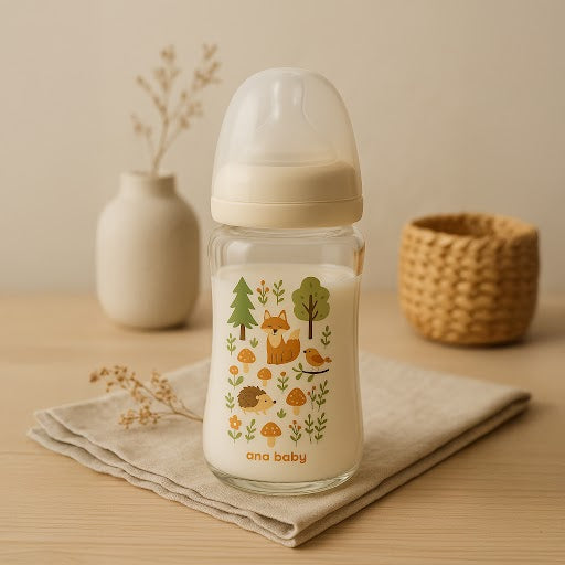 Outlet - Pure Borosilicate Glass Feeding Bottles – 2 Pack of Woodland Design Feeding Bottle Ana Baby