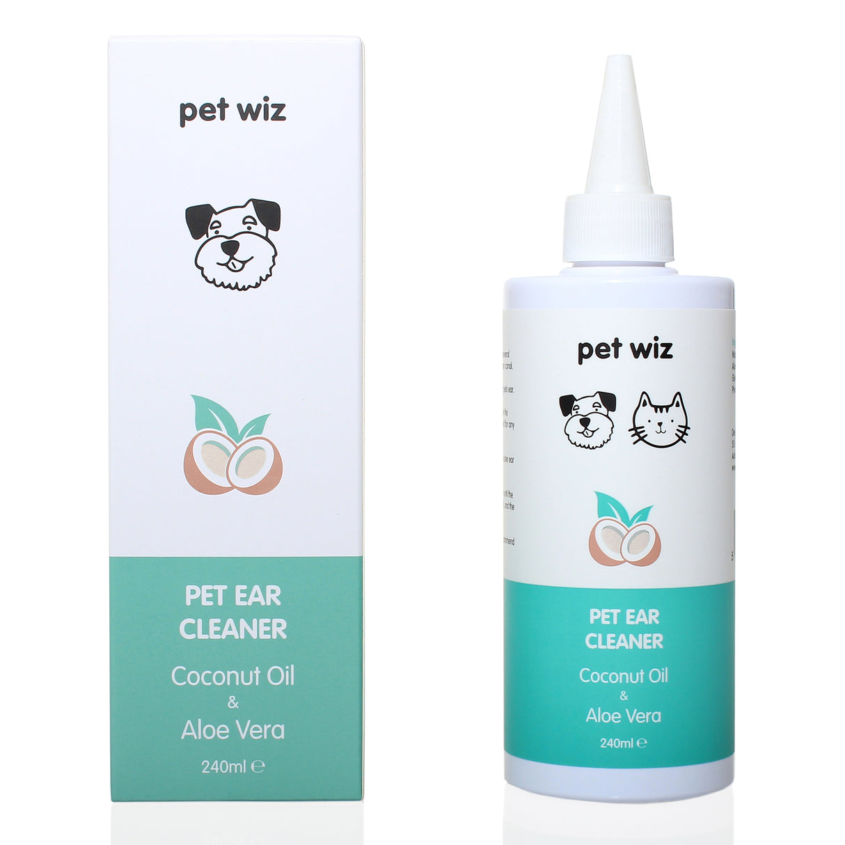Ear Cleaner for Dogs & Cats - Coconut Oil & Aloe Vera Dog Supplies Pet Wiz