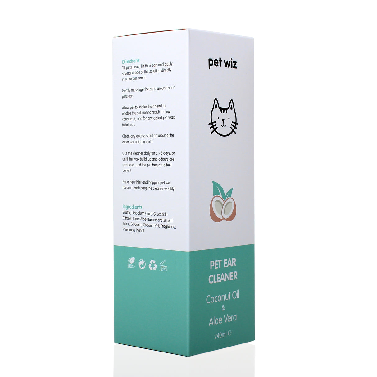 Ear Cleaner for Dogs & Cats - Coconut Oil & Aloe Vera Dog Supplies Pet Wiz