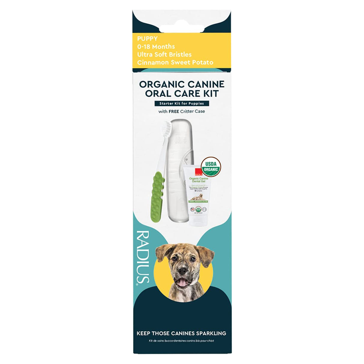 Radius Canine Organic Dental Solutions Kit - Puppy Dog Toothbrush RADIUS