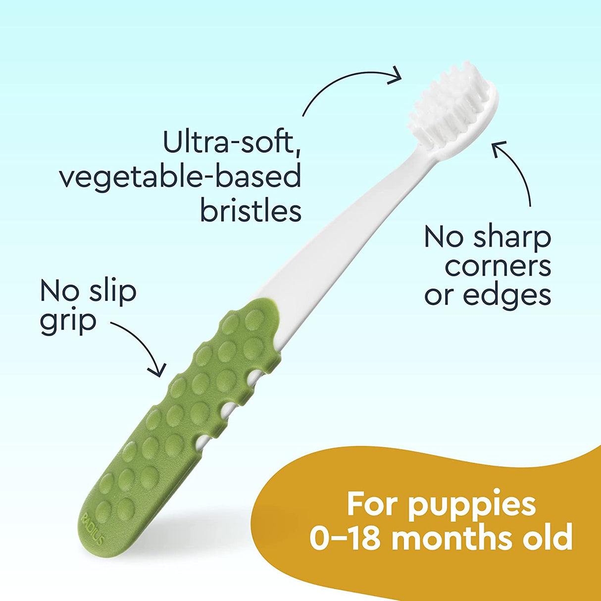 Radius Canine Organic Dental Solutions Kit - Puppy Dog Toothbrush RADIUS