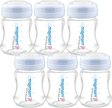 Wide-Mouth Milk Storage Collection Bottle with SureSeal Sealing Disk; 6pc Milk Storage Maymom