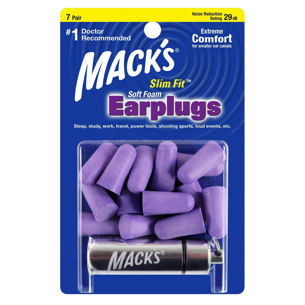 Mack's - Safesound Soft Foam Slim Fit Earplugs Earplugs Mack's 7 Pairs + Travel Case  