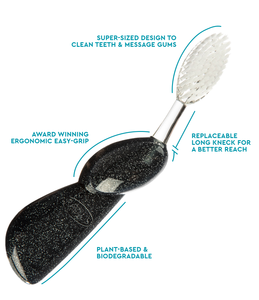The Big Brush™ with Replaceable Head - Left Hand Toothbrush Radius Black Sparkle  