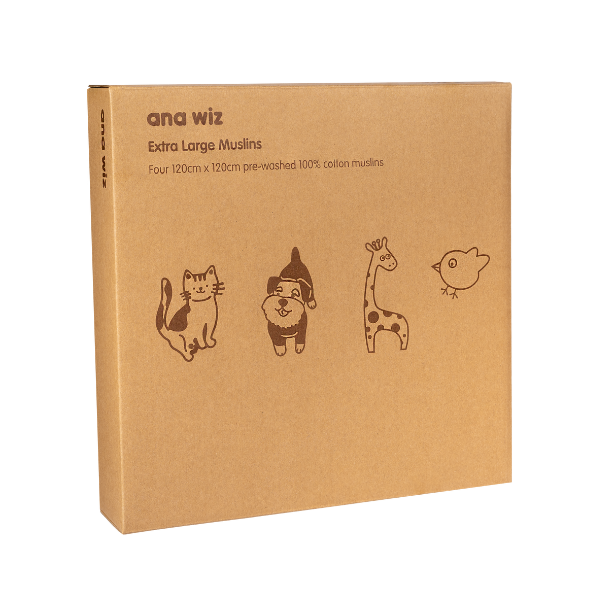Extra Large Super Soft Muslins - Animal Designs - Gift Pack Baby Health Ana Wiz Four Pack