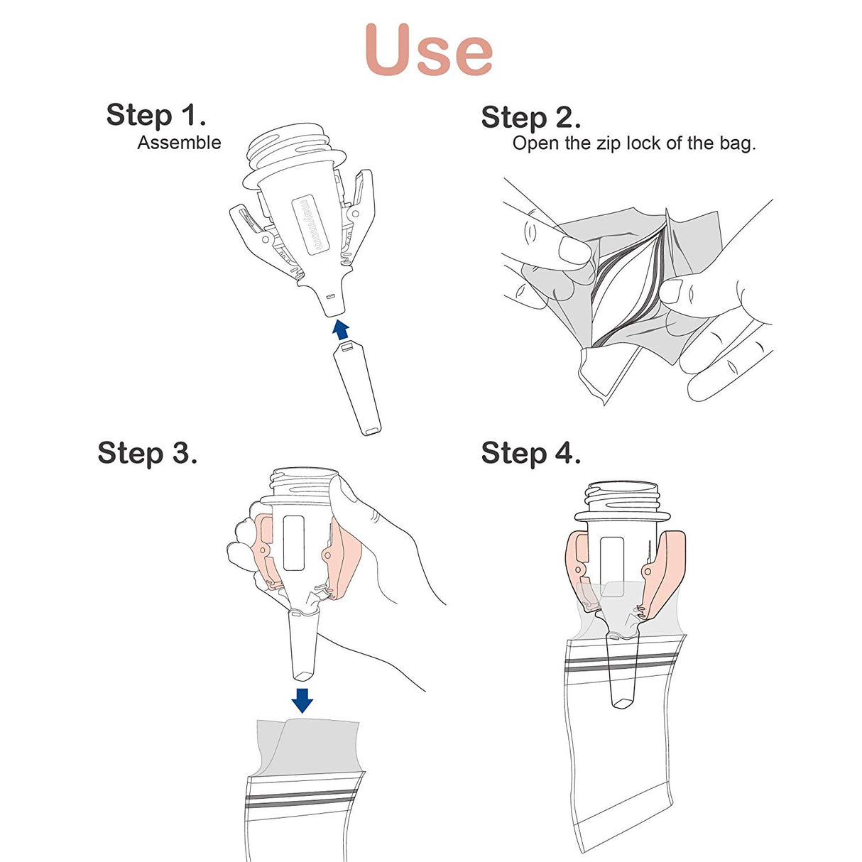 Narrow Neck (Standard) Breastmilk Storage Bag Adapters (Pack of 2) Milk Storage Maymom