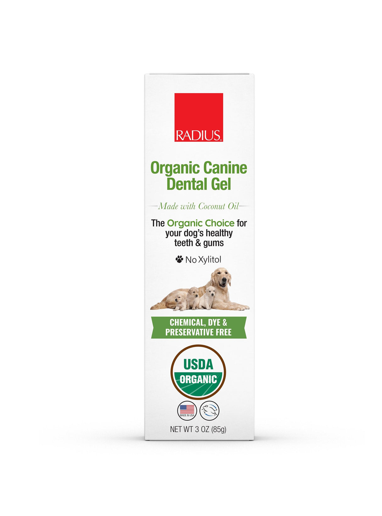 Toothpaste, USDA Organic Pet Toothpaste, 3 oz Dog Toothbrush RADIUS