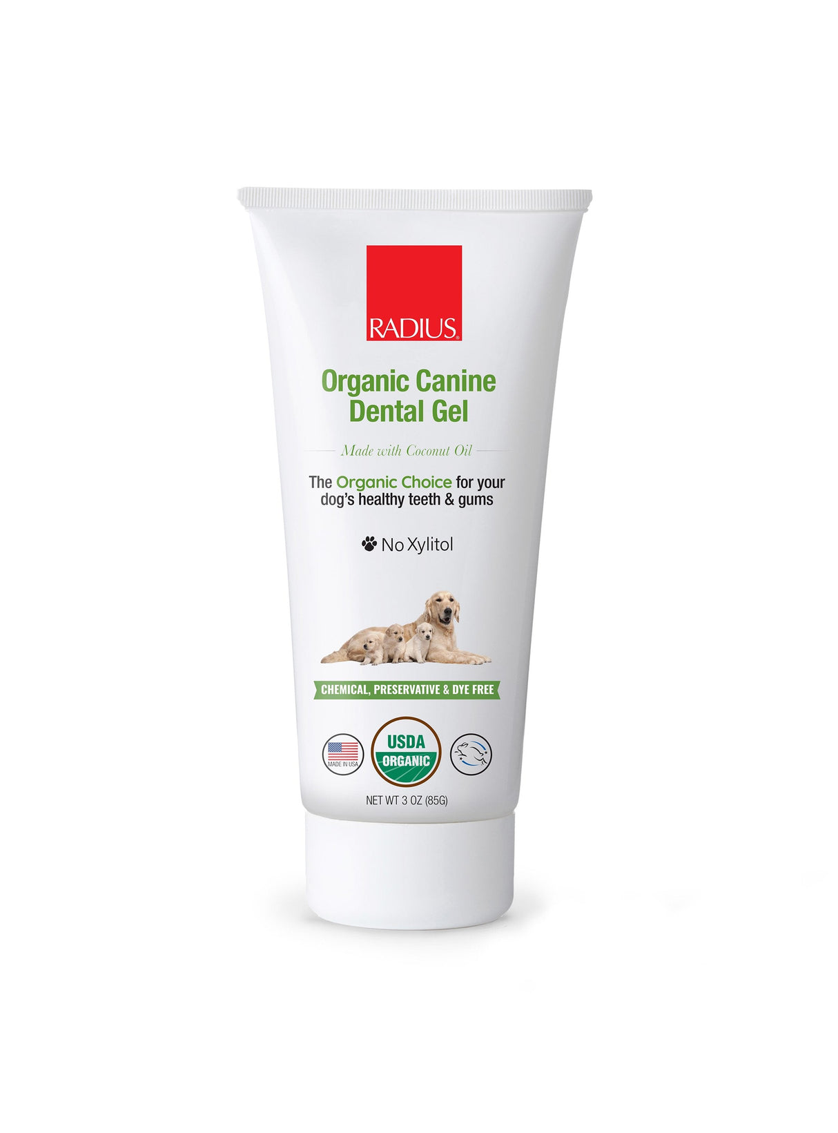 Toothpaste, USDA Organic Pet Toothpaste, 3 oz Dog Toothbrush RADIUS