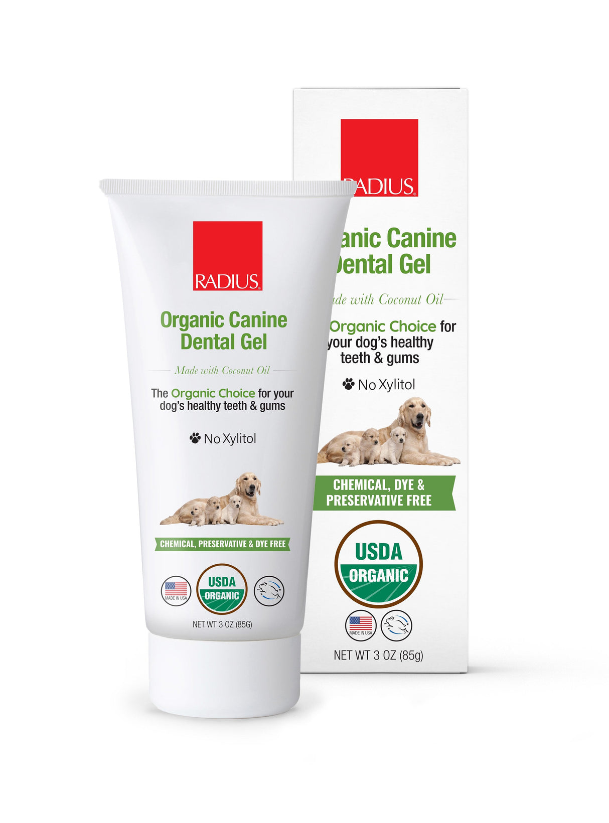 Toothpaste, USDA Organic Pet Toothpaste, 3 oz Dog Toothbrush RADIUS