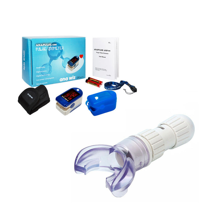 Finger Pulse Oximeter With LED Display and Ultrabreathe Lung Breathing Exerciser Ultrabreathe Ana Wiz   