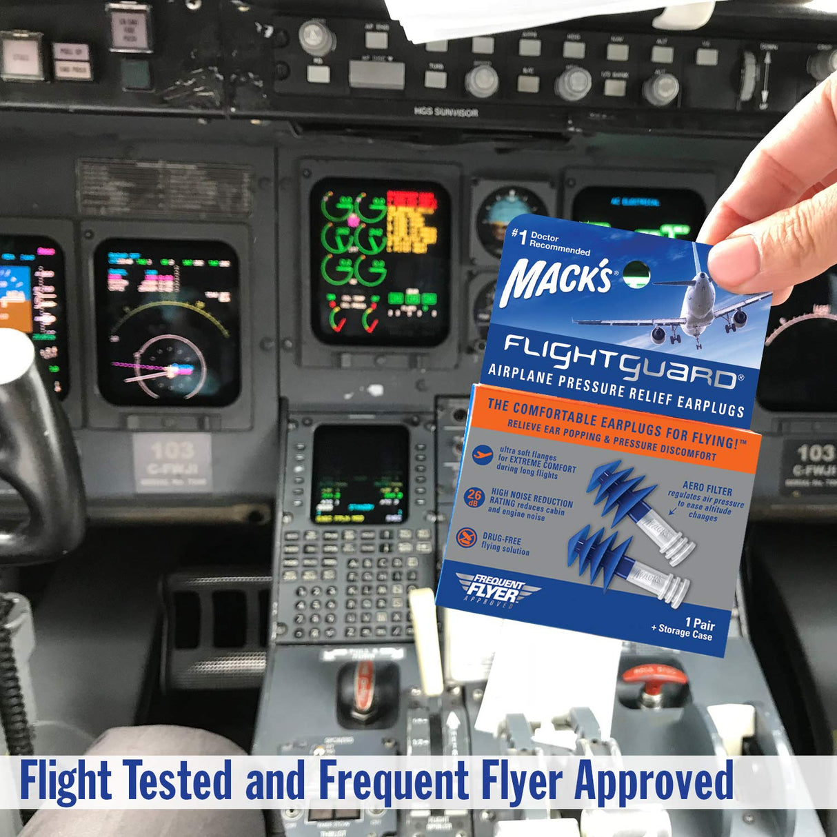 Flightguard Airplane Pressure Relief Ear Plugs Earplugs Mack's