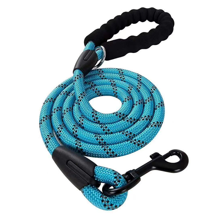 Dog Rope Lead With Reflective Stitching and Padded Handle - Size & Colour Options Collars Leads & Harnesses Pet Wiz Lightweight - 1m Length Blue