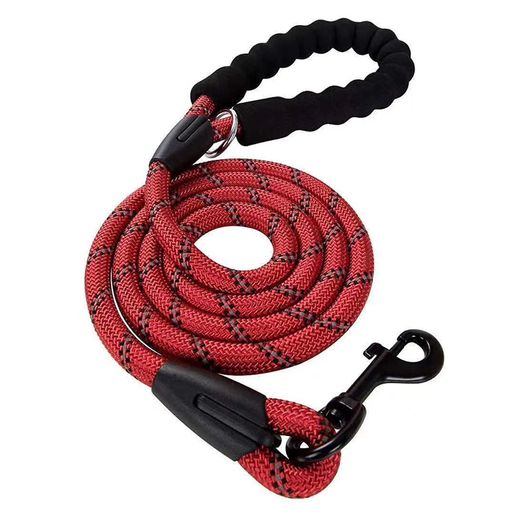 Dog Rope Lead With Reflective Stitching and Padded Handle - Size & Colour Options Collars Leads & Harnesses Pet Wiz Lightweight - 1m Length Red