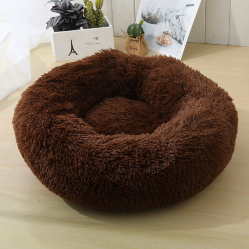 Soft Calming Donut Bed - Premium Quality For Dogs & Cats Pet Bed Pet Wiz Coffee 50cm