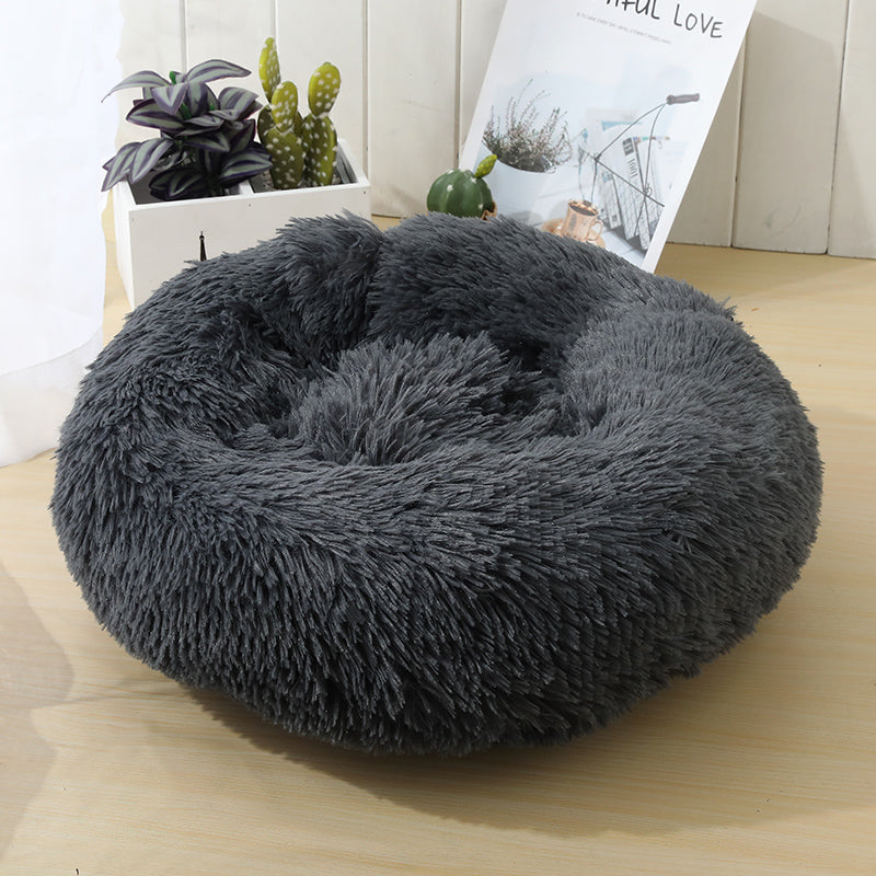 Soft Calming Donut Bed - Premium Quality For Dogs & Cats Pet Bed Pet Wiz Dark Grey 50cm